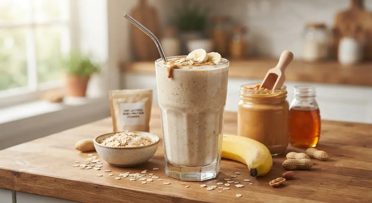 Homemade Oat Peanut Butter Banana Mass Gainer